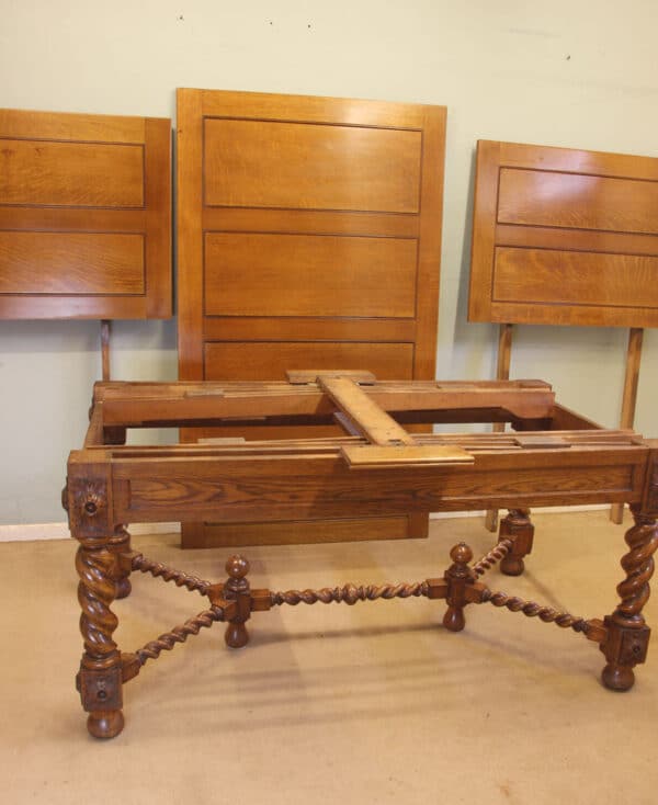 Antique Oak Large Draw Leaf Extending Dining Table - Image 14