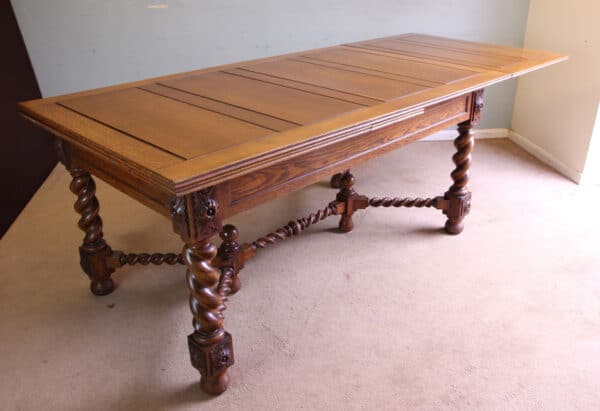 Antique Oak Large Draw Leaf Extending Dining Table - Image 4