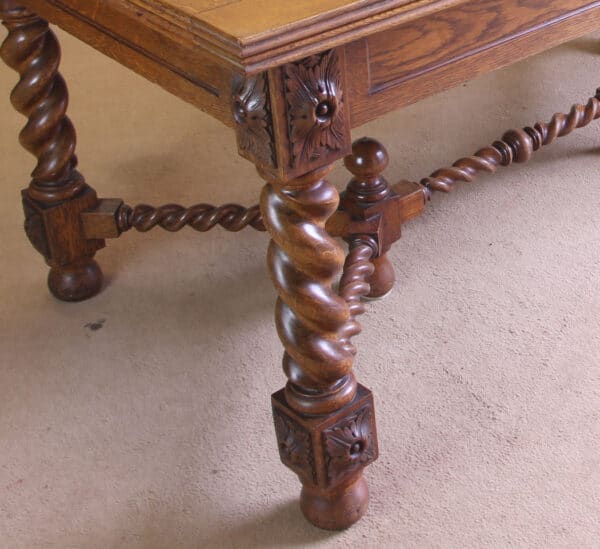 Antique Oak Large Draw Leaf Extending Dining Table - Image 5