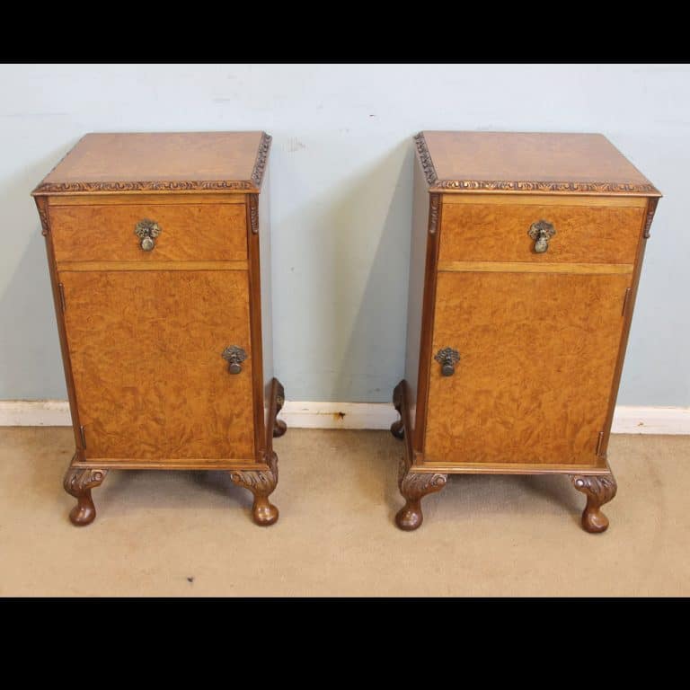 Antique Pair Burr Walnut Bedside Cabinets Antique Antique Cabinets Antique Pair Burr Walnut Bedside Cabinets