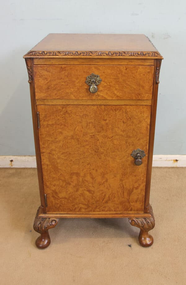 Antique Pair Burr Walnut Bedside Cabinets - Image 10