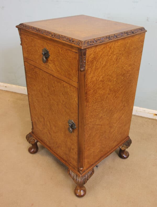 Antique Pair Burr Walnut Bedside Cabinets - Image 11