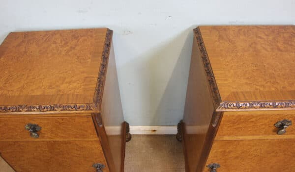 Antique Pair Burr Walnut Bedside Cabinets Antique Antique Cabinets 5