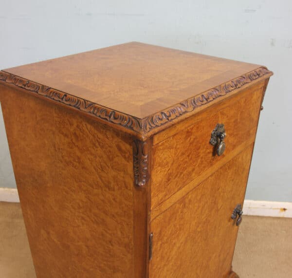 Antique Pair Burr Walnut Bedside Cabinets - Image 6