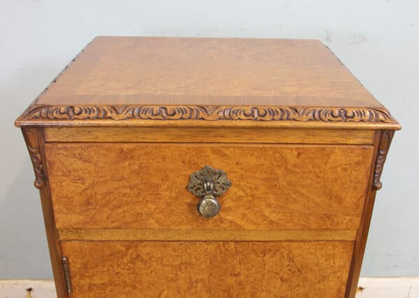 Antique Pair Burr Walnut Bedside Cabinets - Image 9
