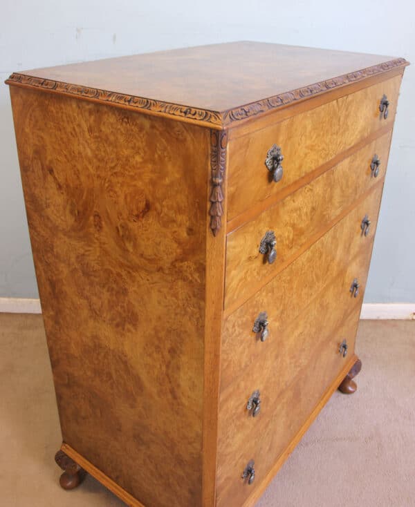 Antique Burr Walnut Chest of Drawers Burr, Walnut, Antique Chest Of Drawers 12