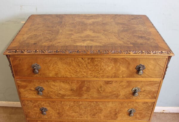 Antique Burr Walnut Chest of Drawers Burr, Walnut, Antique Chest Of Drawers 13