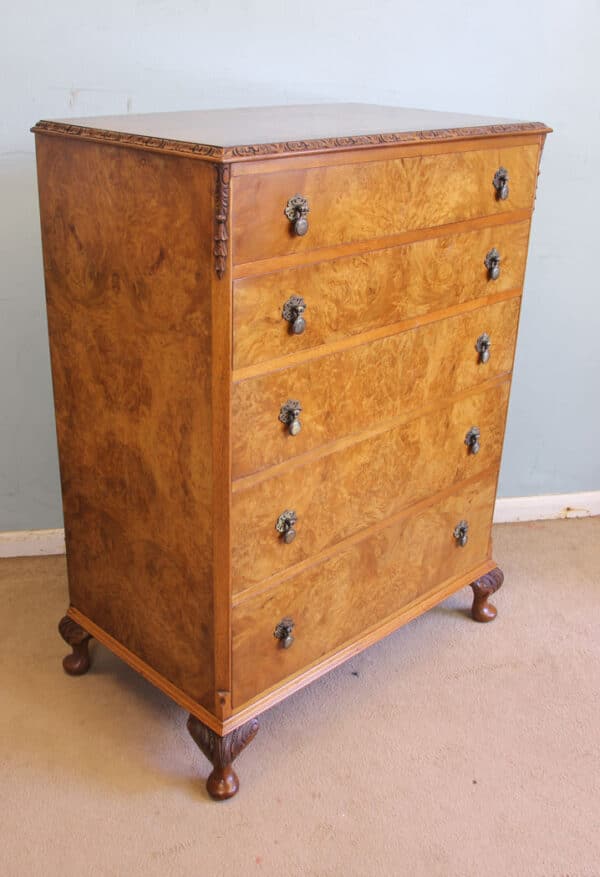 Antique Burr Walnut Chest of Drawers - Image 4
