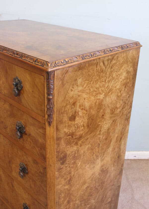 Antique Burr Walnut Chest of Drawers - Image 7