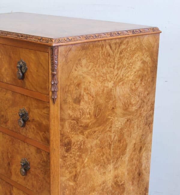 Antique Burr Walnut Chest of Drawers - Image 9