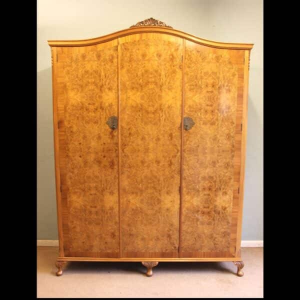 Antique Burr Walnut Triple Wardrobe