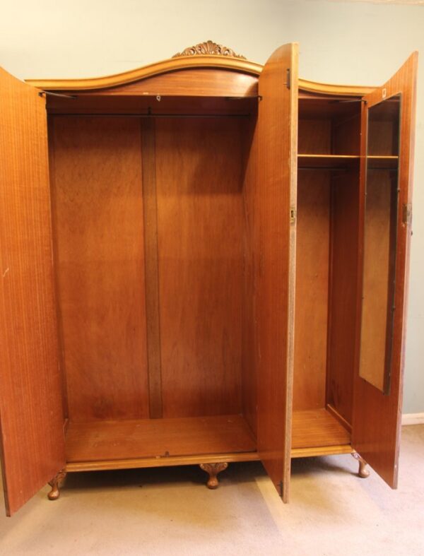 Antique Burr Walnut Triple Wardrobe - Image 11