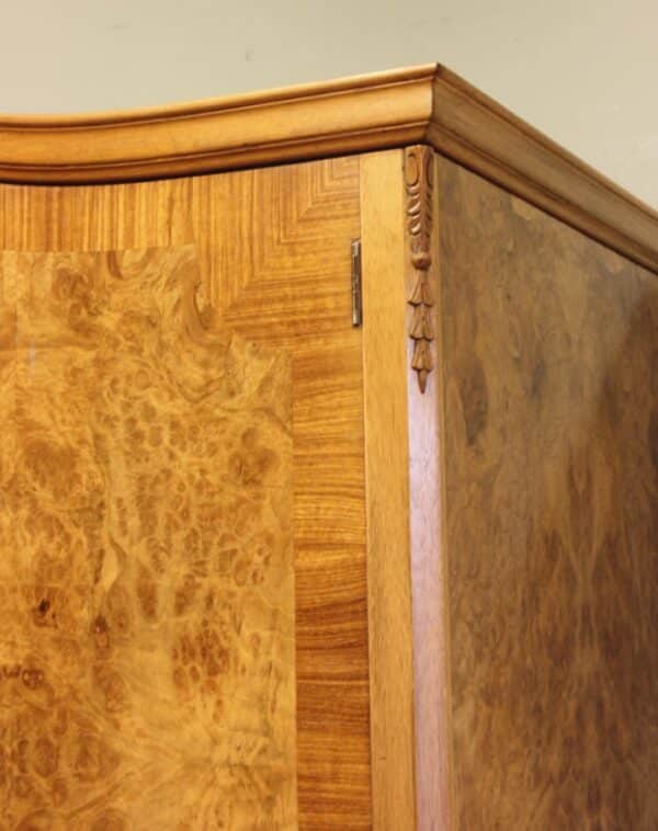 Antique Burr Walnut Triple Wardrobe - Image 12