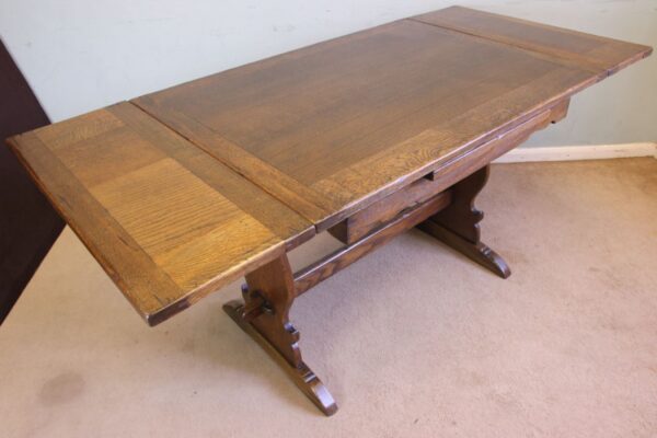 Antique Refectory Oak Draw Leaf Dining Table - Image 2