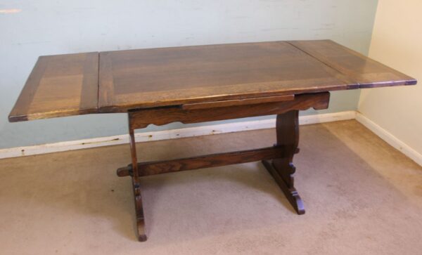 Antique Refectory Oak Draw Leaf Dining Table - Image 11