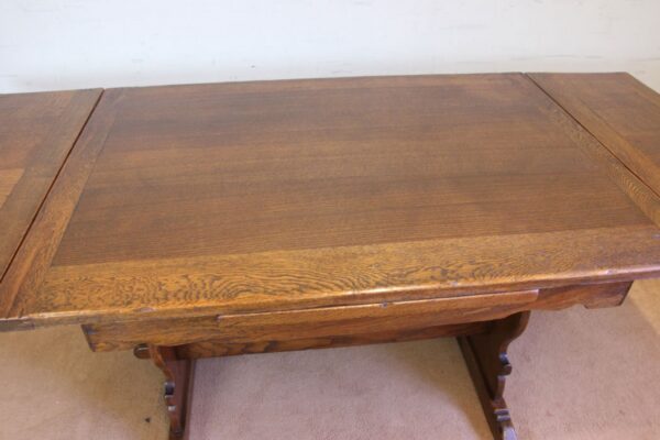 Antique Refectory Oak Draw Leaf Dining Table - Image 12