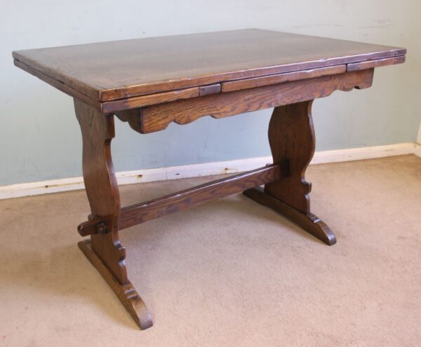 Antique Refectory Oak Draw Leaf Dining Table - Image 3