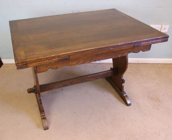 Antique Refectory Oak Draw Leaf Dining Table - Image 4