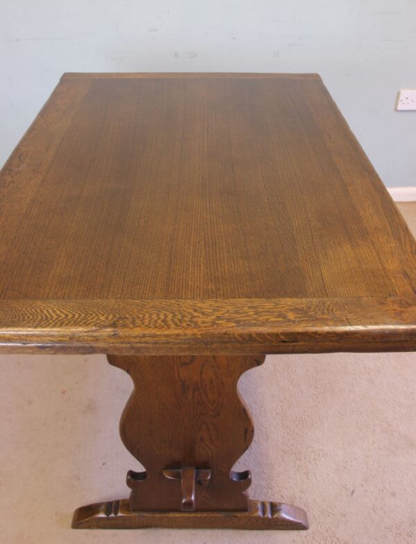 Antique Refectory Oak Draw Leaf Dining Table - Image 5