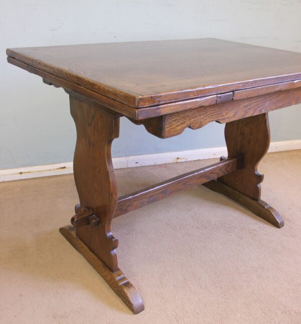 Antique Refectory Oak Draw Leaf Dining Table - Image 6