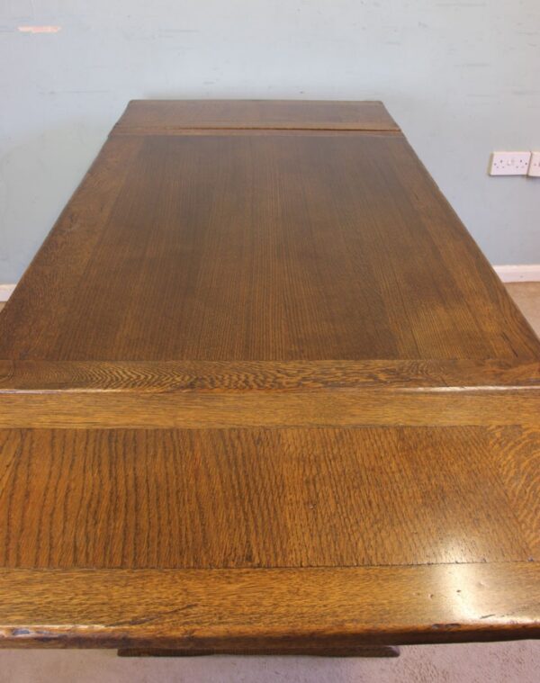 Antique Refectory Oak Draw Leaf Dining Table - Image 7