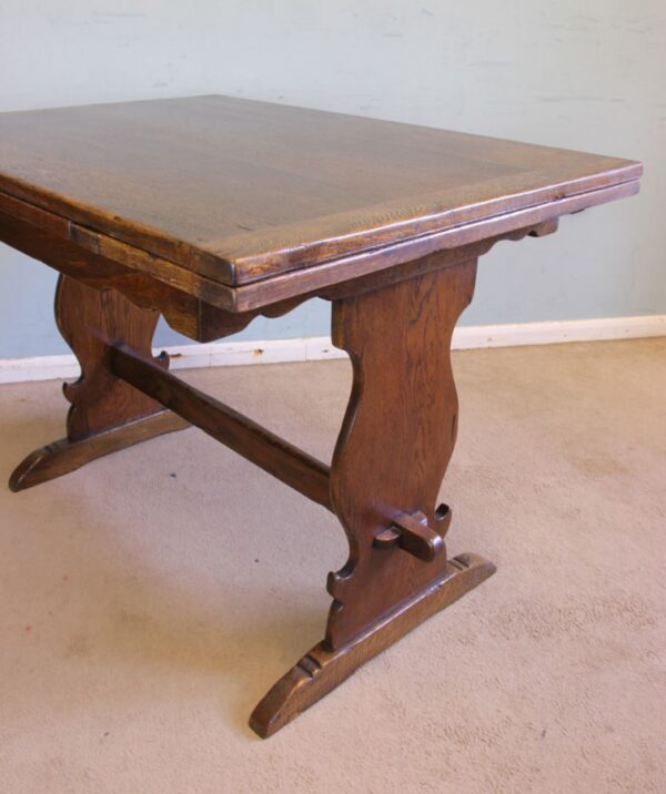 Antique Refectory Oak Draw Leaf Dining Table - Image 8
