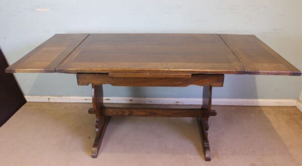 Antique Refectory Oak Draw Leaf Dining Table - Image 9