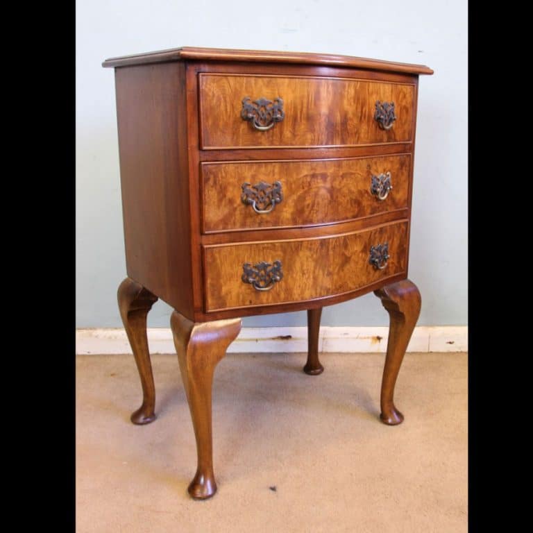 Small Burr Walnut Shaped Front Chest of Drawers Chest Antique Chest Of Drawers Small Burr Walnut Shaped Front Chest of Drawers