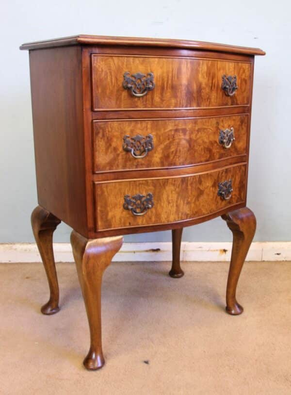 Small Burr Walnut Shaped Front Chest of Drawers Chest Antique Chest Of Drawers 4