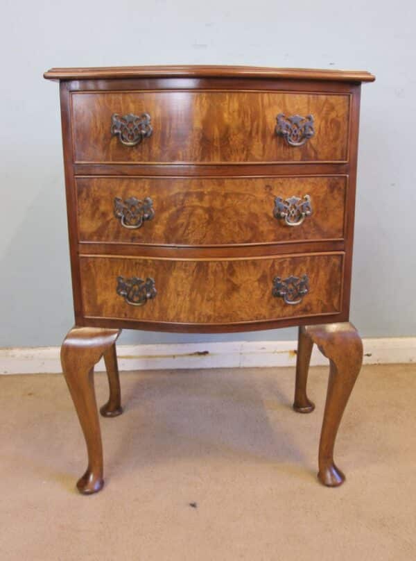 Small Burr Walnut Shaped Front Chest of Drawers Chest Antique Chest Of Drawers 5