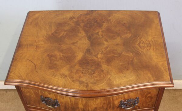 Small Burr Walnut Shaped Front Chest of Drawers Chest Antique Chest Of Drawers 7