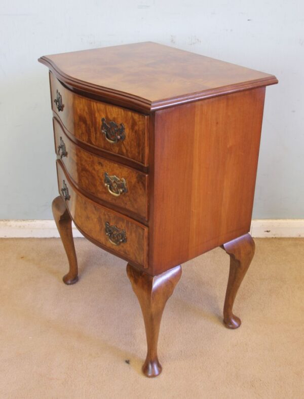 Small Burr Walnut Shaped Front Chest of Drawers - Image 6
