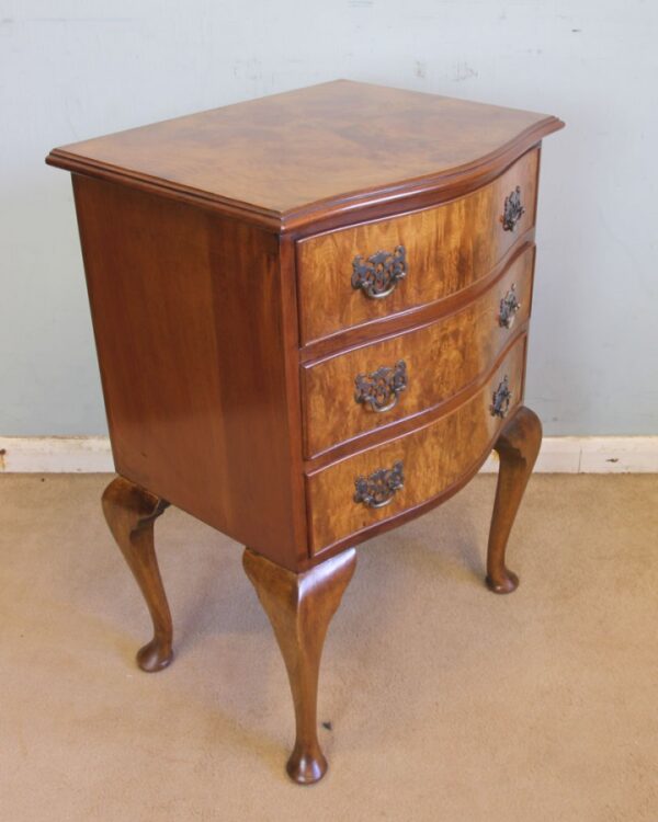 Small Burr Walnut Shaped Front Chest of Drawers - Image 8