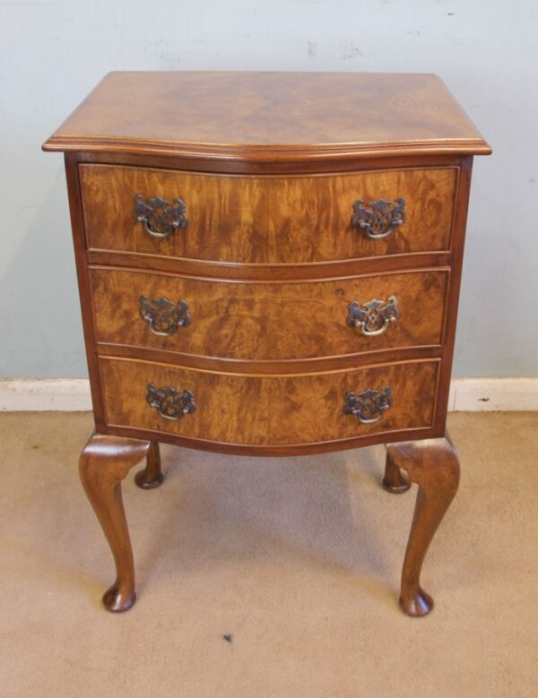 Small Burr Walnut Shaped Front Chest of Drawers Chest Antique Chest Of Drawers 11