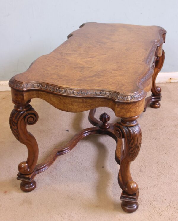 Antique Burr Walnut Shaped Coffee Table - Image 2
