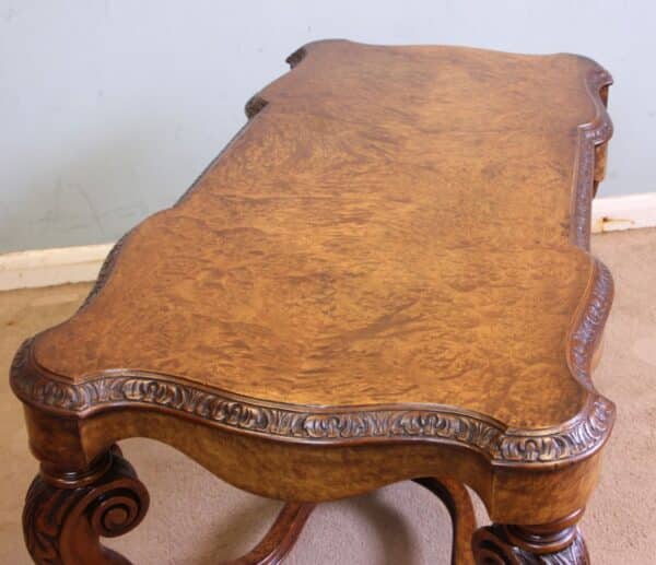 Antique Burr Walnut Shaped Coffee Table - Image 3