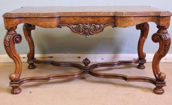 Antique Burr Walnut Shaped Coffee Table - Image 7