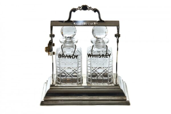 Fine Quality Antique Silver Plated Two Bottle Tantalus