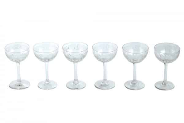 Set Of Six Antique Art Nouveau Crystal Wine Glasses antique glass Antique Glassware 3