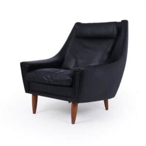 Mid Century Modern Danish Black Leather chair c1960 Antique Chairs