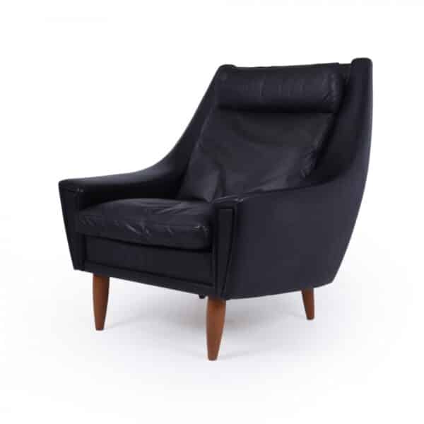 Mid Century Modern Danish Black Leather chair c1960