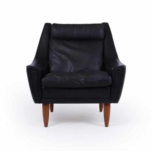 Mid Century Modern Danish Black Leather chair c1960 Antique Chairs 14
