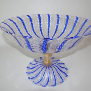 Murano Latticino Glass Comport Mid Century Murano Vintage