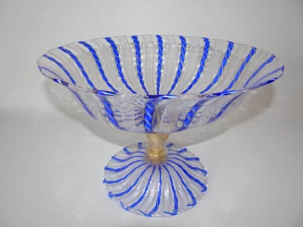 Murano Latticino Glass Comport Mid Century Murano Vintage 3