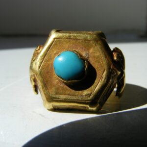 Beautiful & Rare Islamic Gold and Turquoise Ring over 500 years old Persian Antique Jewellery