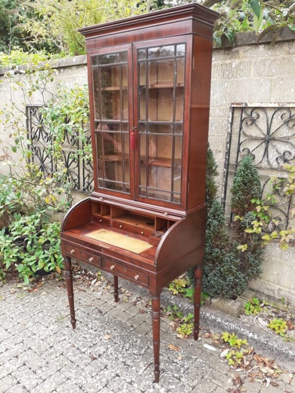 Mahogany tambour top bookcase bureau circa 1820 - Image 7