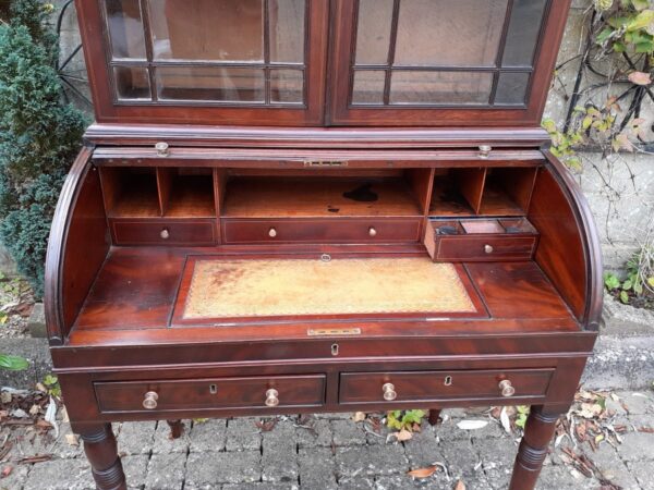 Mahogany tambour top bookcase bureau circa 1820 - Image 6