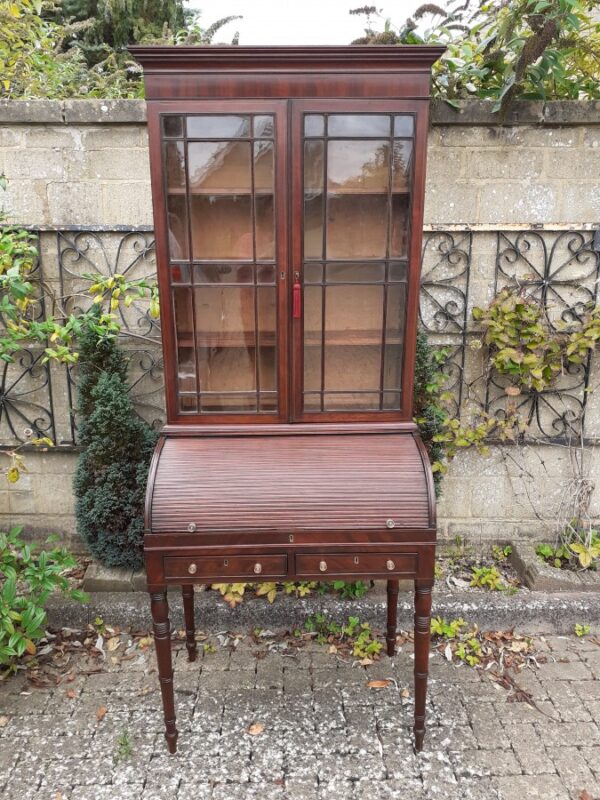 Mahogany tambour top bookcase bureau circa 1820 bookcase bureau Antique Bookcases 6