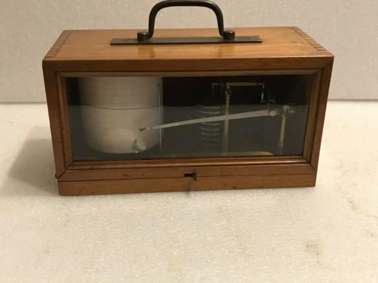 Barograph mahogany cased top French maker Antique Scientific Antiques Barograph mahogany cased top French maker