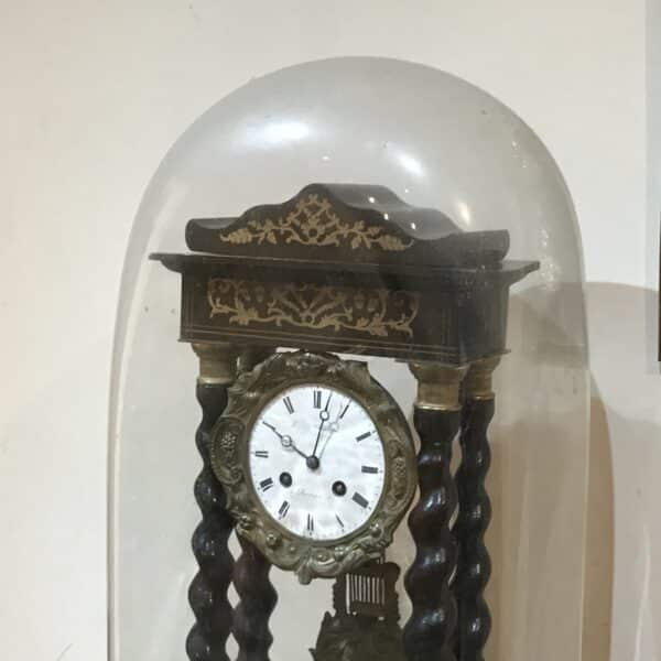 French Portico clock under glass dome - Image 3